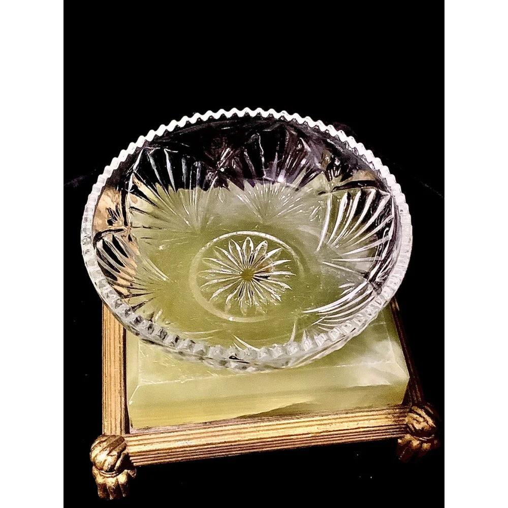 CRYSTAL GLASS JEWELRY HOLDER TRINKET‎ DISH WITH LID EXCELLENT